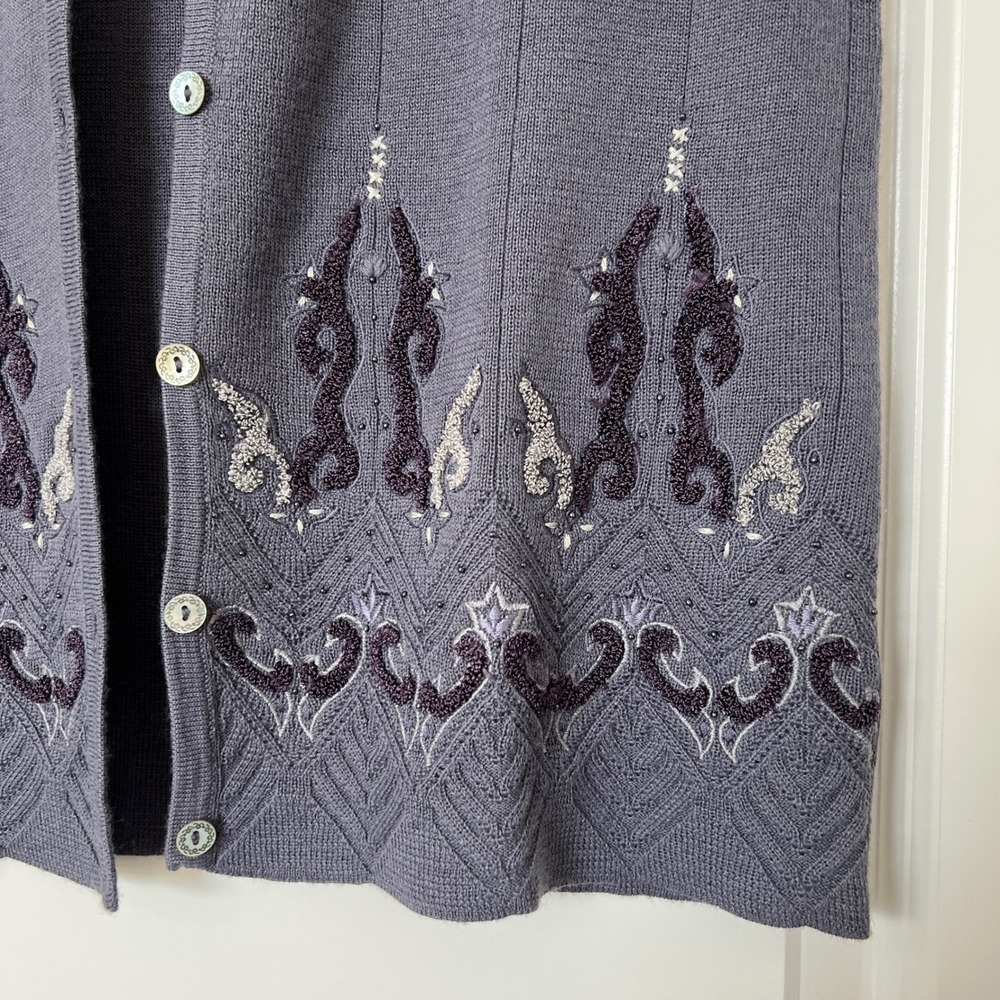 90s Koret‎ Petites Vintage Purple Embroidered Button Wool Blend Sweater Vest - Picture 10 of 11